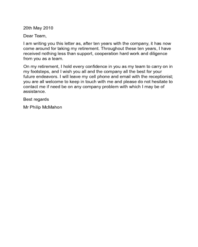 manager farewell email to team
